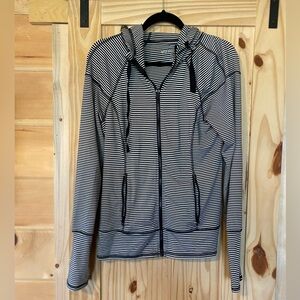 90 Degree By Reflex Black and White Striped Hoodie